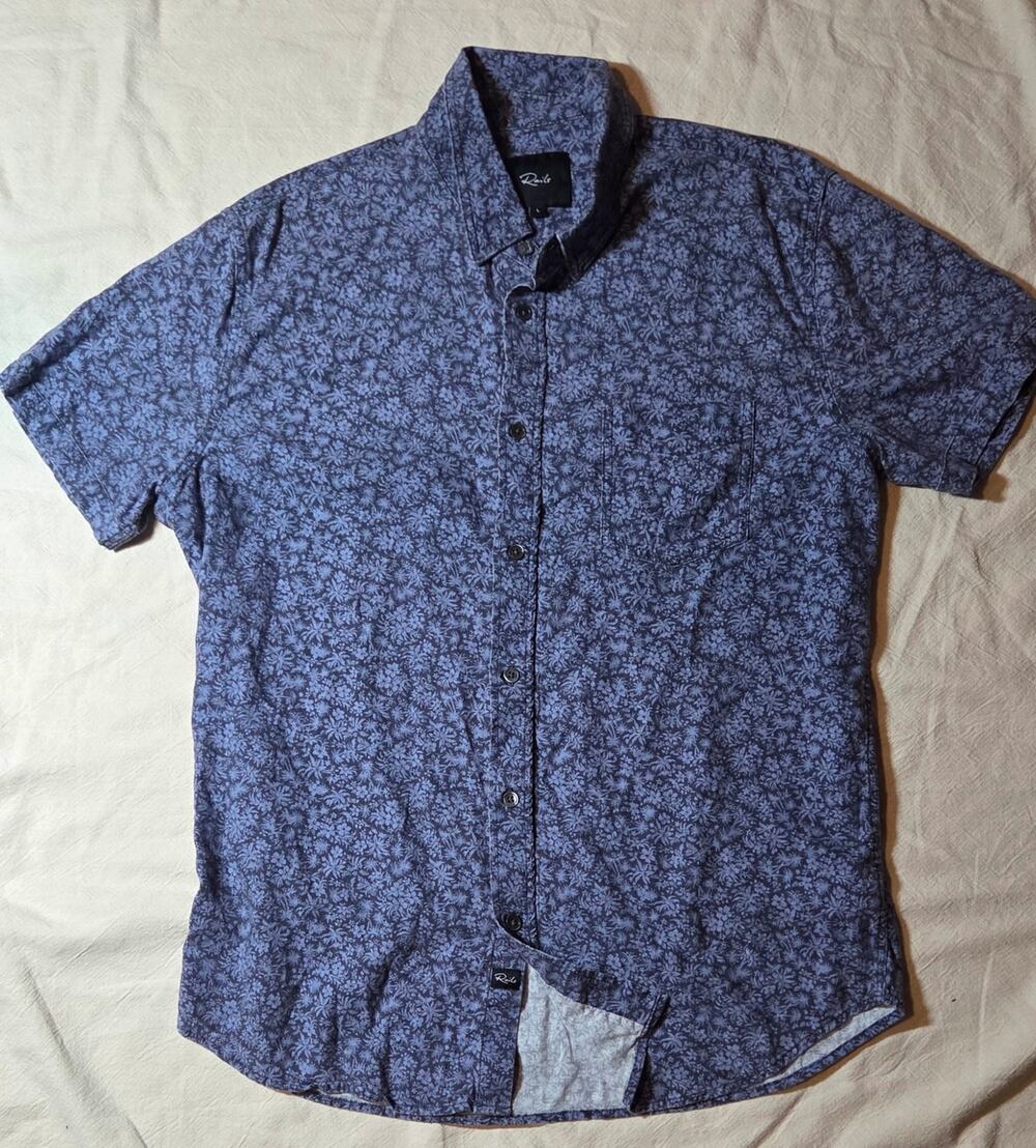 Rails Men's Large "Carson" Tropical Trail Twilight Linen Blend Button Down Shirt